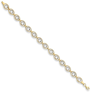 W & Yellow Gold 8mm Fancy Oval Linked Bracelet 4g (£630)