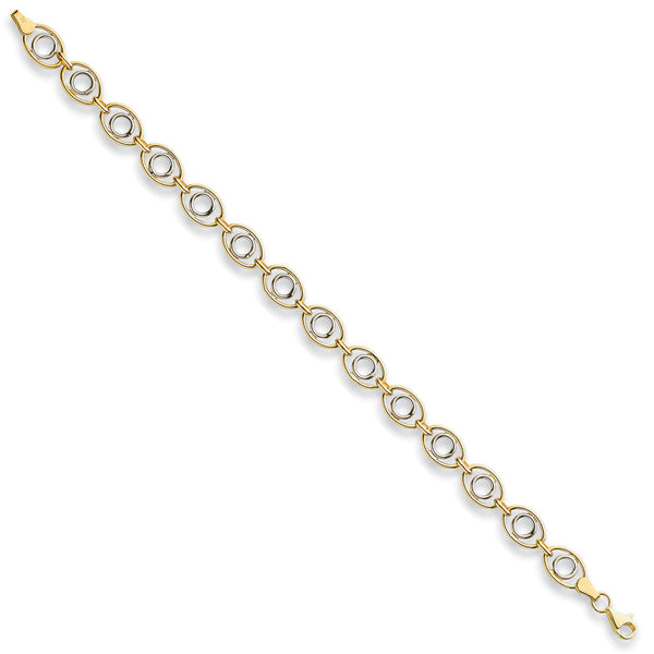 W & Yellow Gold 8mm Fancy Oval Linked Bracelet 4g (£630)