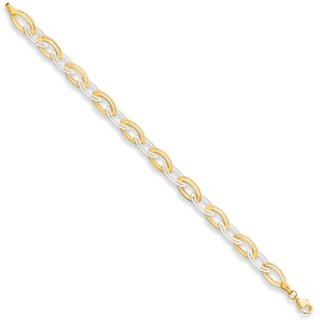 W & Yellow Gold 8mm Fancy Oval Linked Bracelet 4g