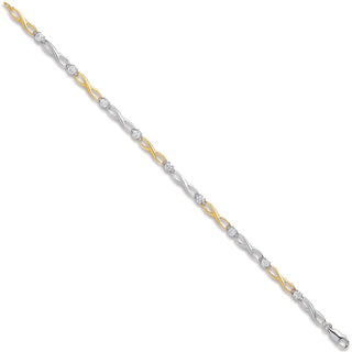 W & Yellow Gold Figure Of 8 Link With CZ's Ladies Bracelet