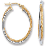 W & Yellow Gold Oval Double Hoop Earrings