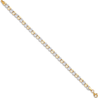 W & Yellow Gold Oval Hollow Link Bracelet