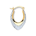 W & Yellow Gold Oval Ribbed Hoop Earrings