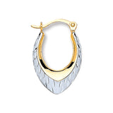 W & Yellow Gold Oval Ribbed Hoop Earrings