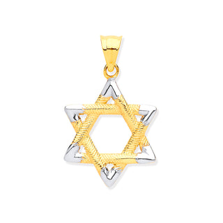 W & Yellow Gold Star Of David Pendant