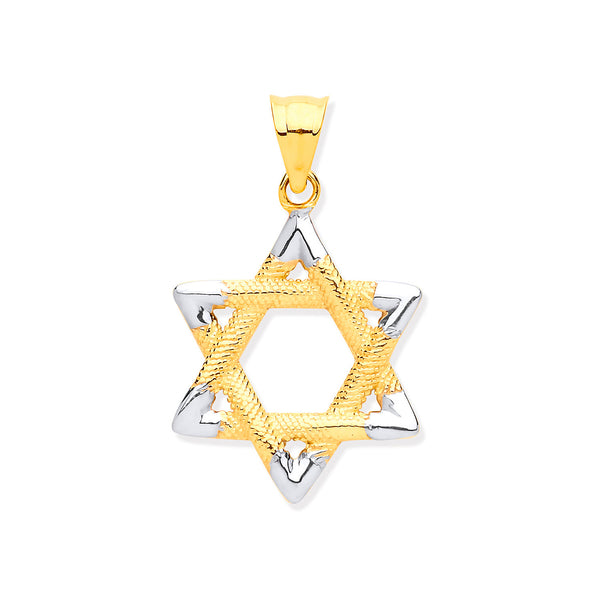 W & Yellow Gold Star Of David Pendant