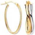 W & Yellow Gold Wavy Flat Hollowtube Earrings