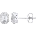 Wg Baguette Halo Stud Earrings