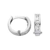 White Gold 12mm Princess Cut CZ Hinged Huggies