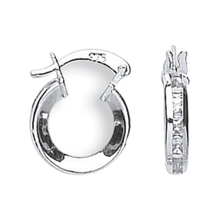 White Gold 13mm Princess Cut CZ Hoops