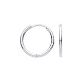 White Gold 14mm Plain Hinged Huggies
