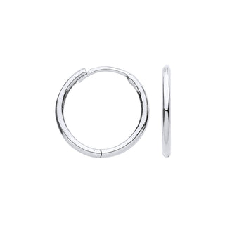 White Gold 14mm Plain Hinged Huggies