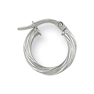 White Gold 14mm Twisted Hoop Earrings