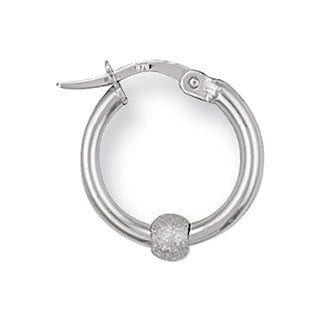 White Gold 17mm Glitter Ball Hoop Earrings