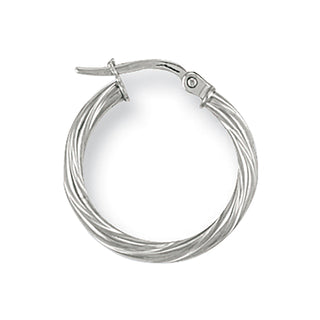 White Gold 19mm Twisted Hoop Earrings