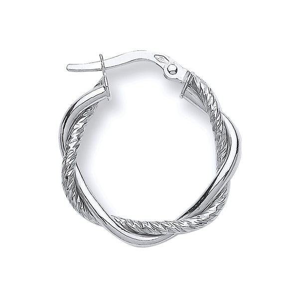 White Gold 20mm Twist Hoop