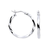 White Gold 22mm Faceted Hoop Earrings