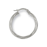 White Gold 23mm Twisted Hoop Earrings