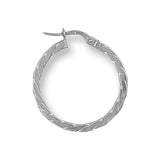 White Gold 25mm Twisted Hoop Earrings 1.4g