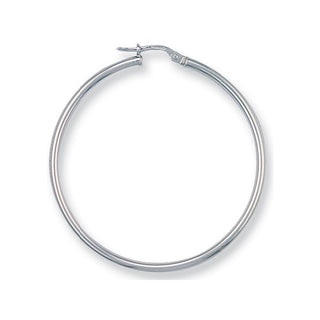 White Gold 40mm Round Tube Hoop Earrings