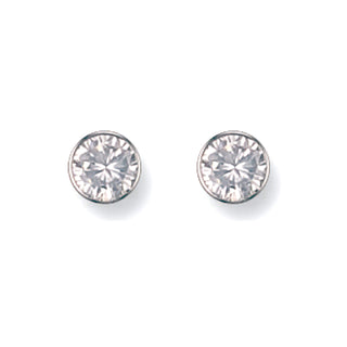 White Gold 6mm Rubover Set CZ Studs