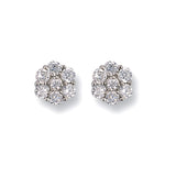 White Gold 9mm CZ Cluster Stud Earrings