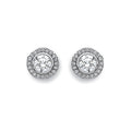 White Gold 9mm Halo CZ Stud