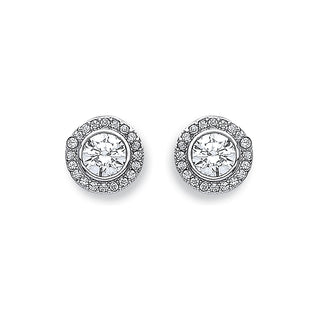 White Gold 9mm Halo CZ Stud