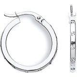 White Gold CZ 19mm Hoop Earrings