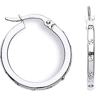 White Gold CZ 19mm Hoop Earrings