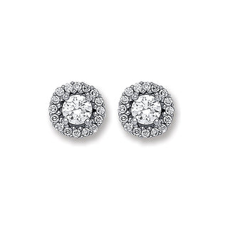 White Gold CZ 7mm Cluster Stud