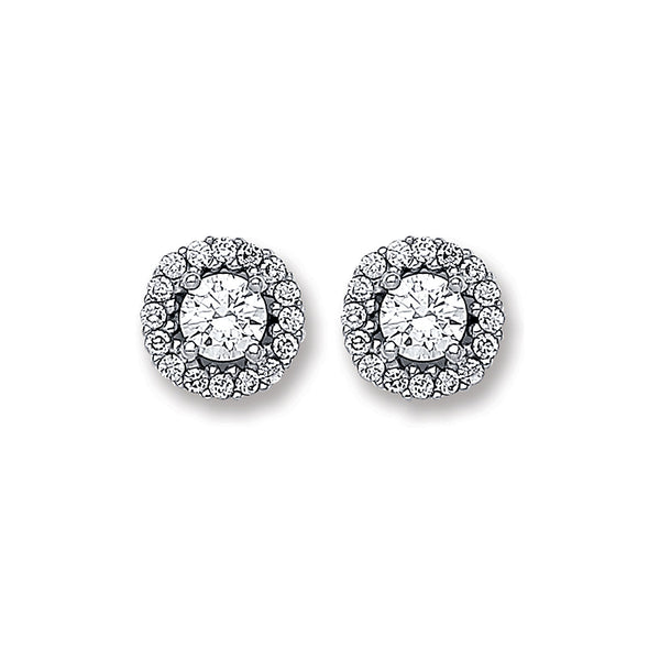 White Gold CZ 7mm Cluster Stud