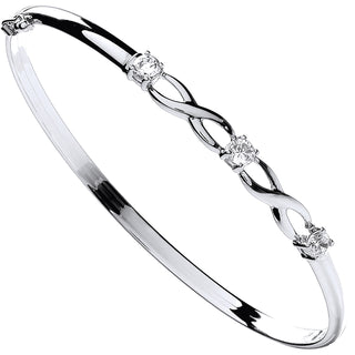 White Gold CZ Bangle