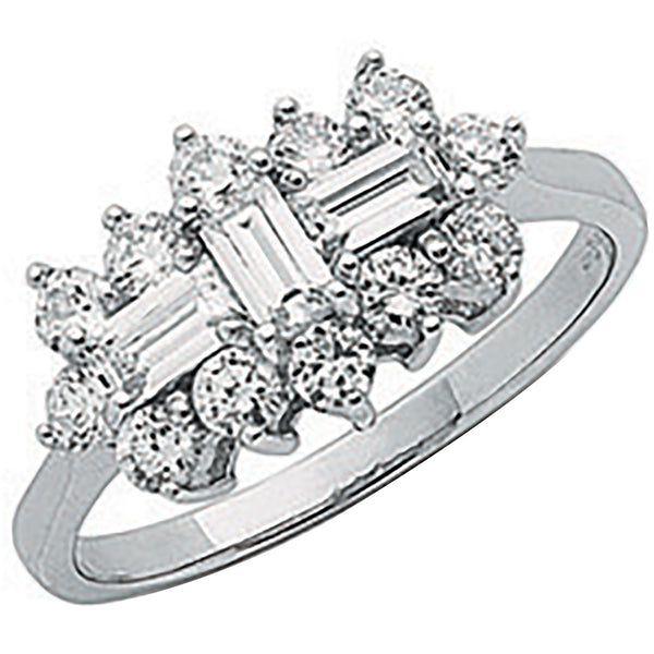 White Gold CZ Boat Ring 3.2g