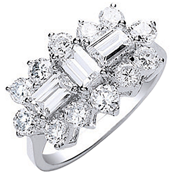 White Gold CZ Boat Ring 4g