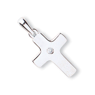 White Gold CZ Cross