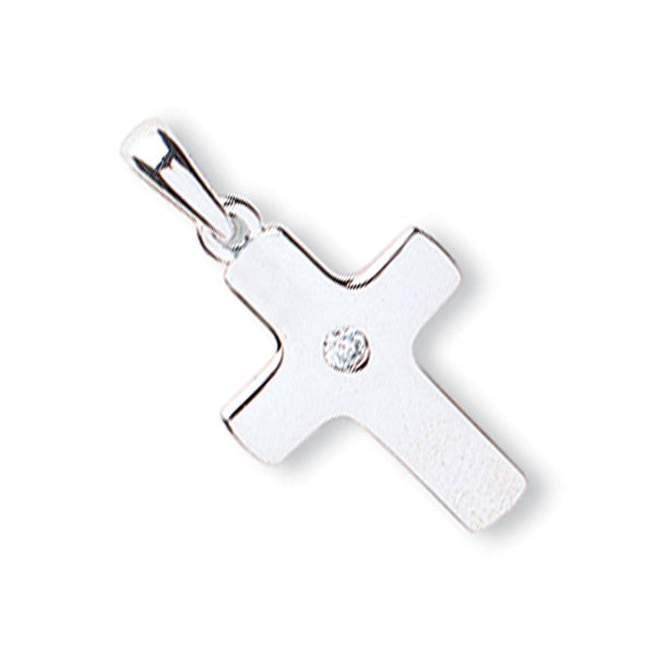 White Gold CZ Cross