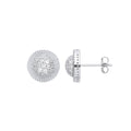 White Gold CZ Round 11mm Stud Earrings