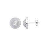 White Gold CZ Round 11mm Stud Earrings