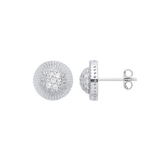 White Gold CZ Round 11mm Stud Earrings