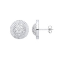 White Gold CZ Round 15mm Stud Earrings