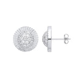 White Gold CZ Round 15mm Stud Earrings