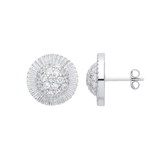 White Gold CZ Round 15mm Stud Earrings