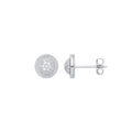 White Gold CZ Round 8mm Stud Earrings