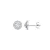 White Gold CZ Round 8mm Stud Earrings