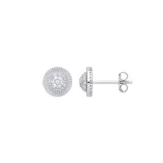 White Gold CZ Round 8mm Stud Earrings
