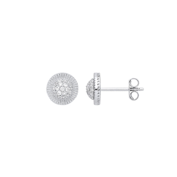 White Gold CZ Round 8mm Stud Earrings