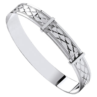 White Gold D/c Expandable Baby Bangle
