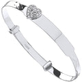 White Gold D/c Expandable Baby Bangle CZ Heart