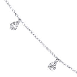 White Gold Dangling CZ Diamond By The Yard 17"necklace/07" Bracelet